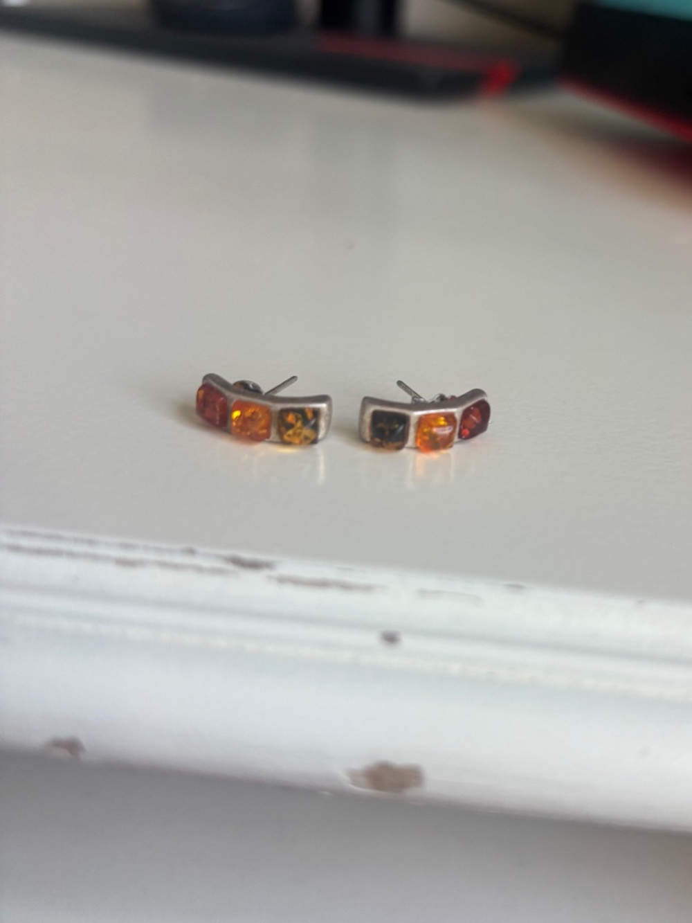 Silver earrings with amber stones dead sea